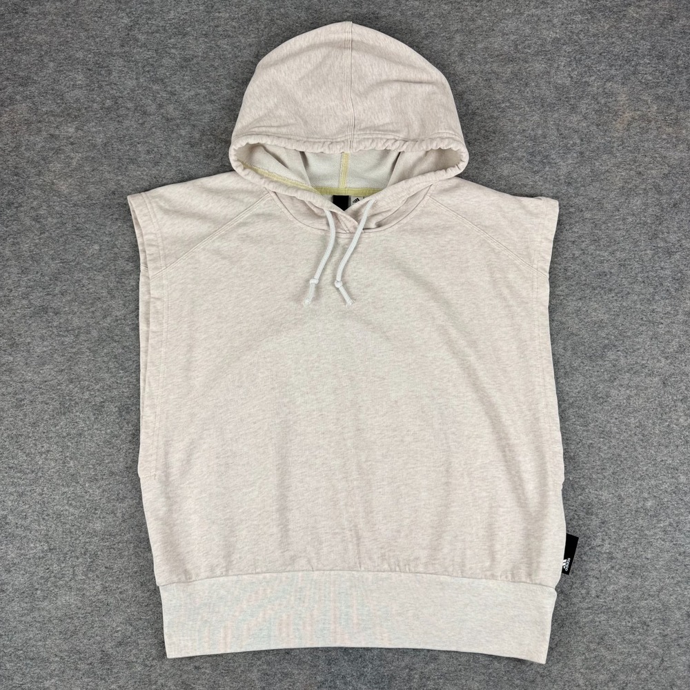 adidas Studio Lounge Summer Sleeveless Hooded Tee Beige Womens Large L